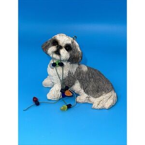 shih‎ tzu Dog christmas ornament Lights Strand White Silver Gray